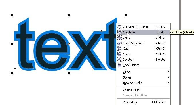 outline text in coreldraw