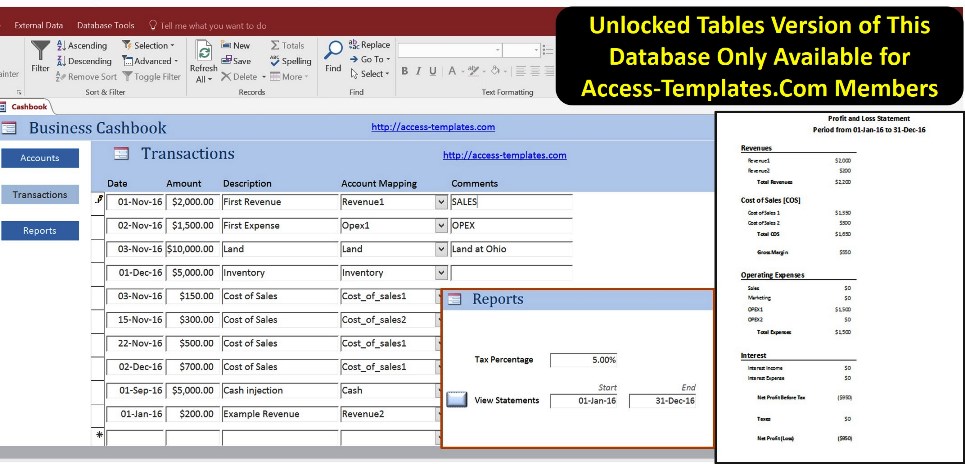 accounting database template
